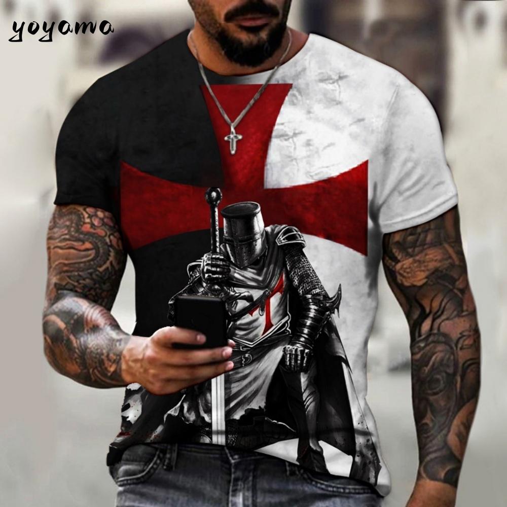 Vintage Knights Templar 3D Print T-Shirt Kids Summer Kids Short Sleeve Tee Boy and Girl T-Shirts Street Y2k Clothes