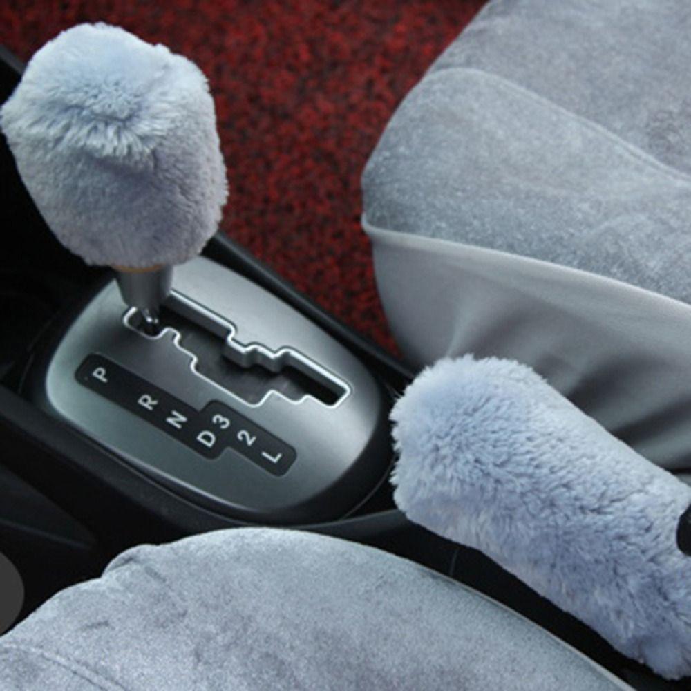 1 Pair of Soft Plush Handbrake Cover Set Warm Handbrake Grip Covers Automatic Transmission