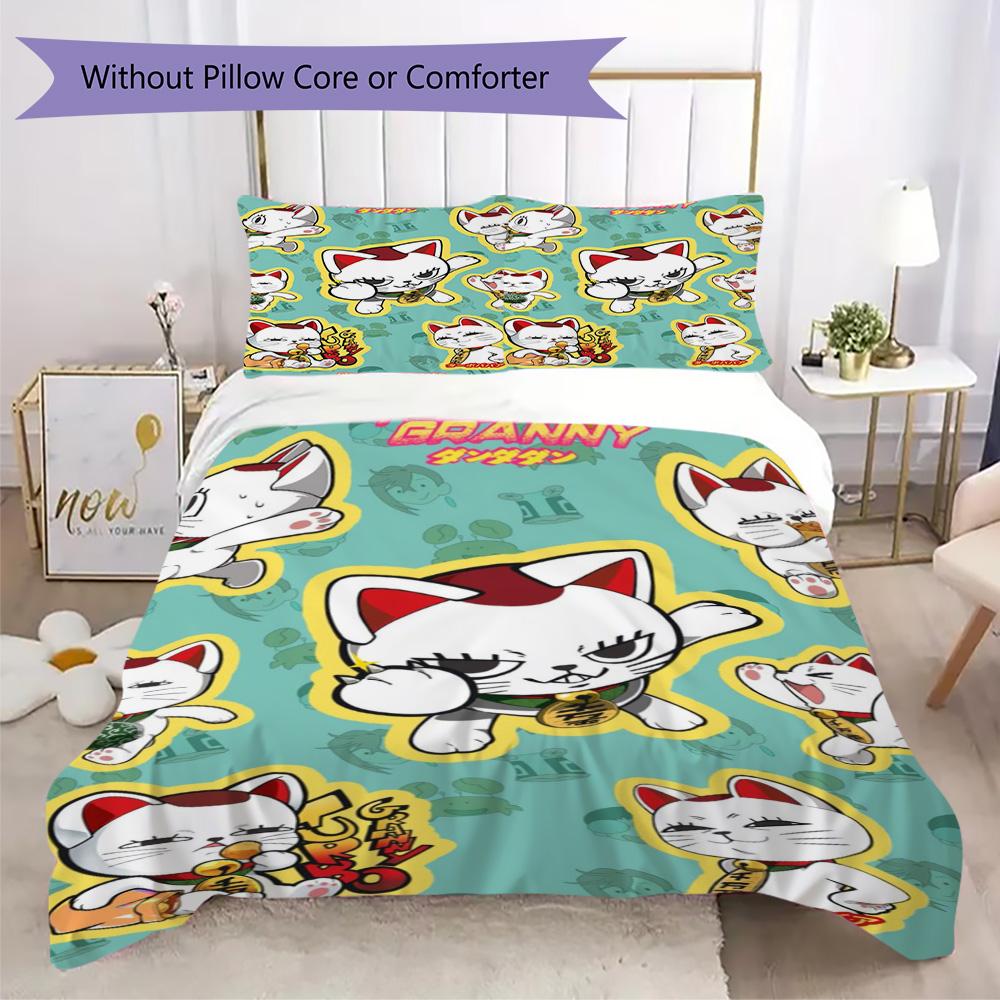 Turbo Granny Cartoon Pattern Bedding,Quilt Set Quilt Cover Pillowcase Home Birthday Gift (1*duvet cover+2*pillowcase,without core)ZSJT0917112
