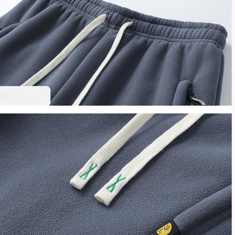 Мужские флисовые теплые брюки, свободные термобрюки на шнурке, осенне-зимняя верхняя одежда, спортивные штаны