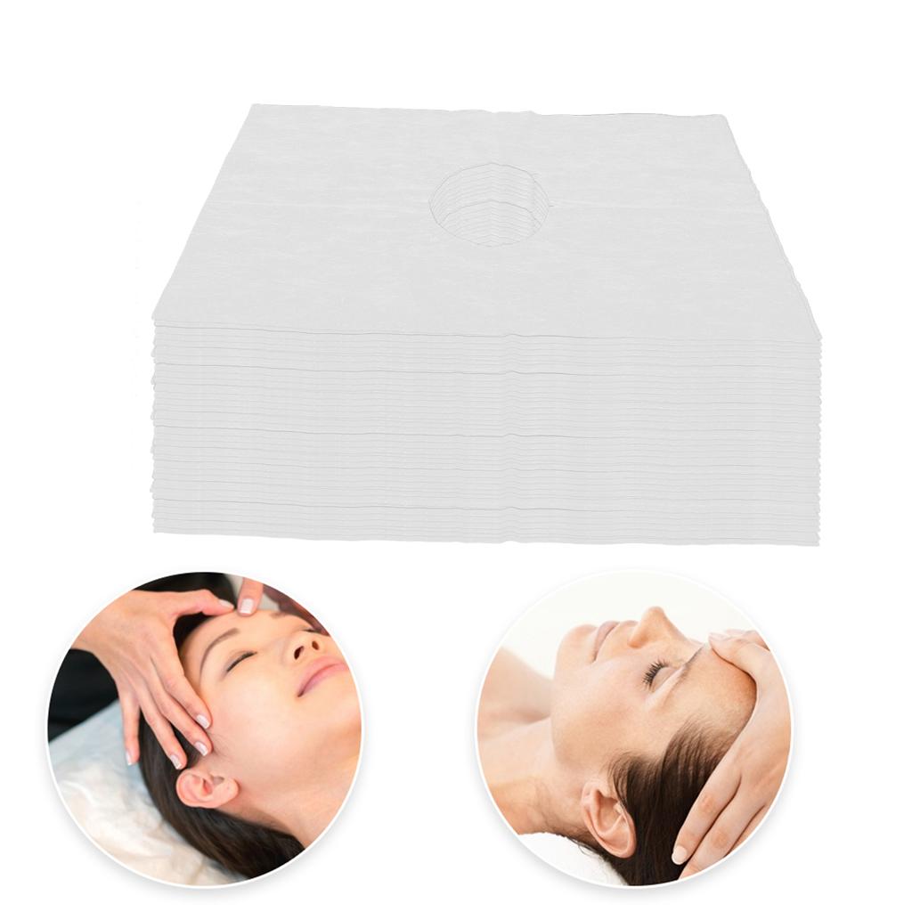 200pcs Round Hole Disposable Face Rest Cover NonWoven Fabric Massage Bed Table Face Covers