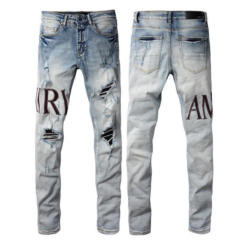 GLYDE Luxury Streetwear Jeans Americans Style Holes Long Trousers Quality Male Stretch Slim Pants Skinny Trousers