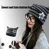 Women Devil Ear Striped Knitted Wool Cap Y2K Beanie Hat Autumn Winter Hip-hop Crochet Cute Cat Ears Pointed Pullover Hats
