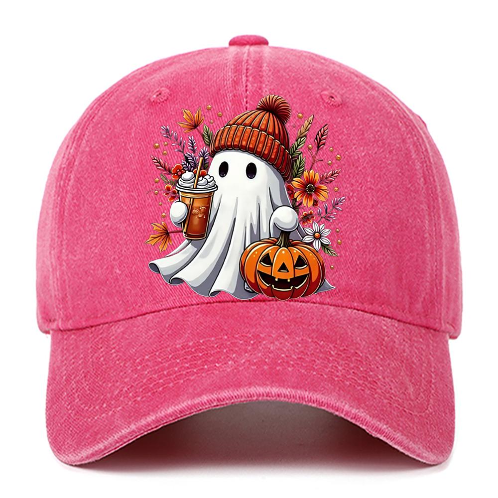 Cute Ghost Pumpkin Printed Baseball Hat for Men and Women, Adjustable Halloween Holiday Hat, Breathable and Comfortable