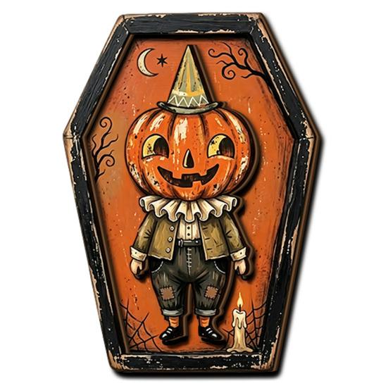Hanging Decorations for Home Vintage Halloween Wooden Decor, Coffin-Shaped Tabletop Ornaments, Freestanding & Shelf Sitters Fall Ornament Mantel Porch