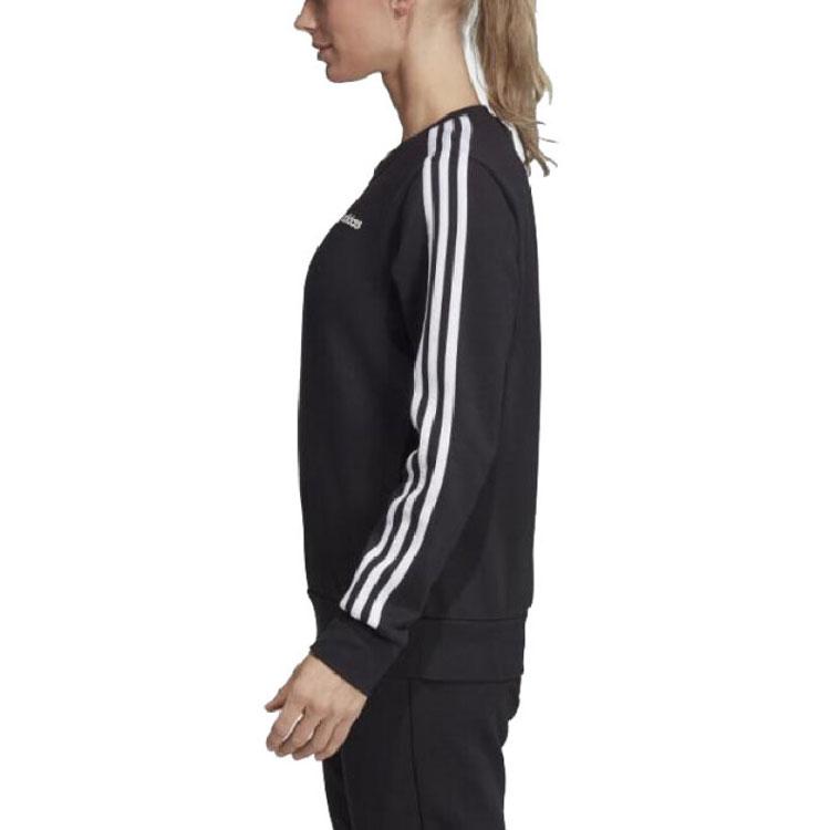 adidas Классический полосатый логотип спортивный круглый вырез толстовка женская толстовка черный DT5072