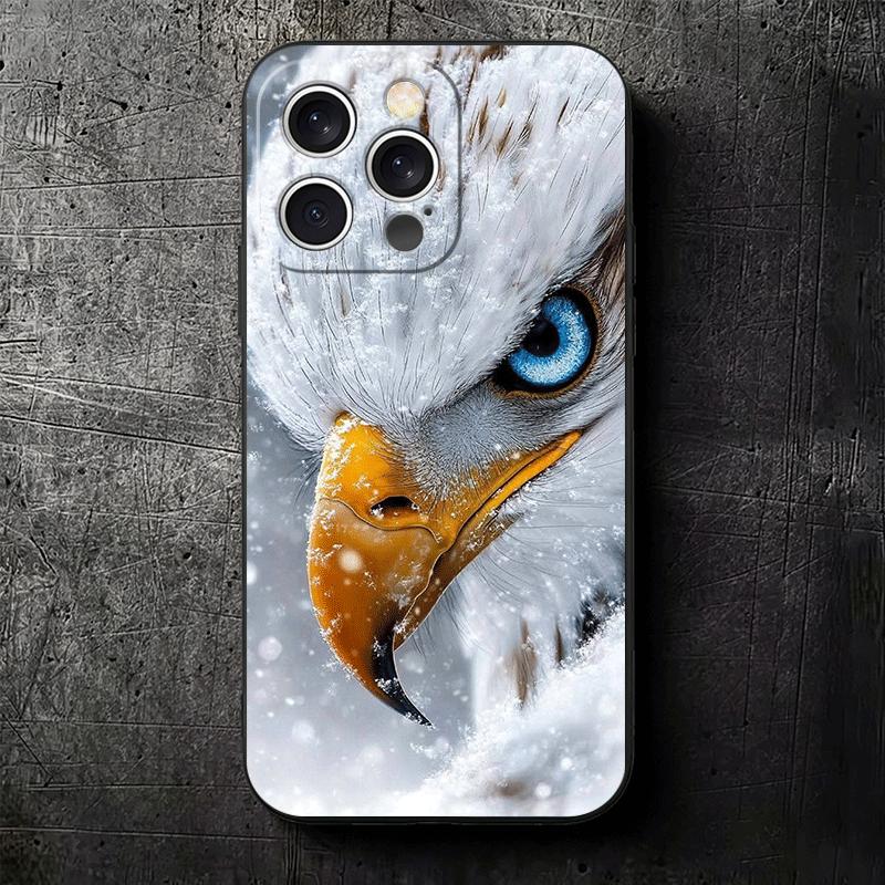 Крутой Мягкий Чехол для Телефона с Белоголовым Орлом для iPhone 16 16E 17 Air 15 Pro Max 14 Plus 13 Mini 11 12 7 Черная Задняя Панель