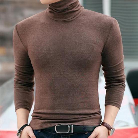 Men Turtleneck Top Long Sleeve Base Shirt Slim Fit Pullover Casual Warm Tee for Fall Winter Daily Wear Home Office