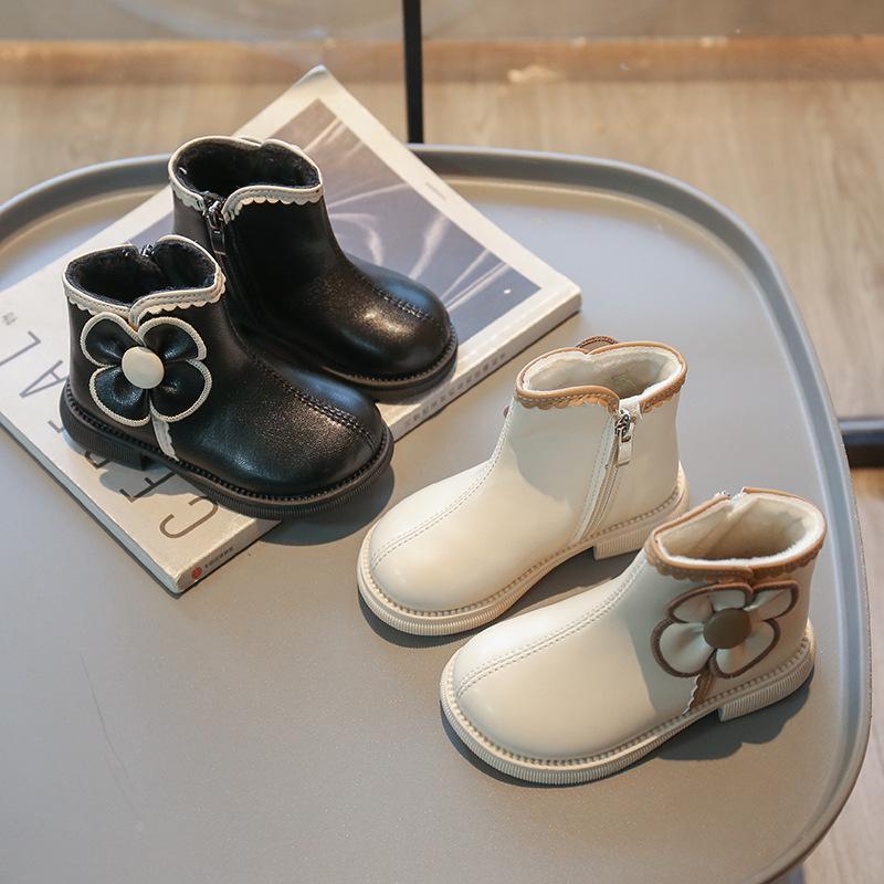 Девичьи бархатные хлопковые ботинки Осень и Зима Детские теплые короткие ботинки Девичьи ботинки