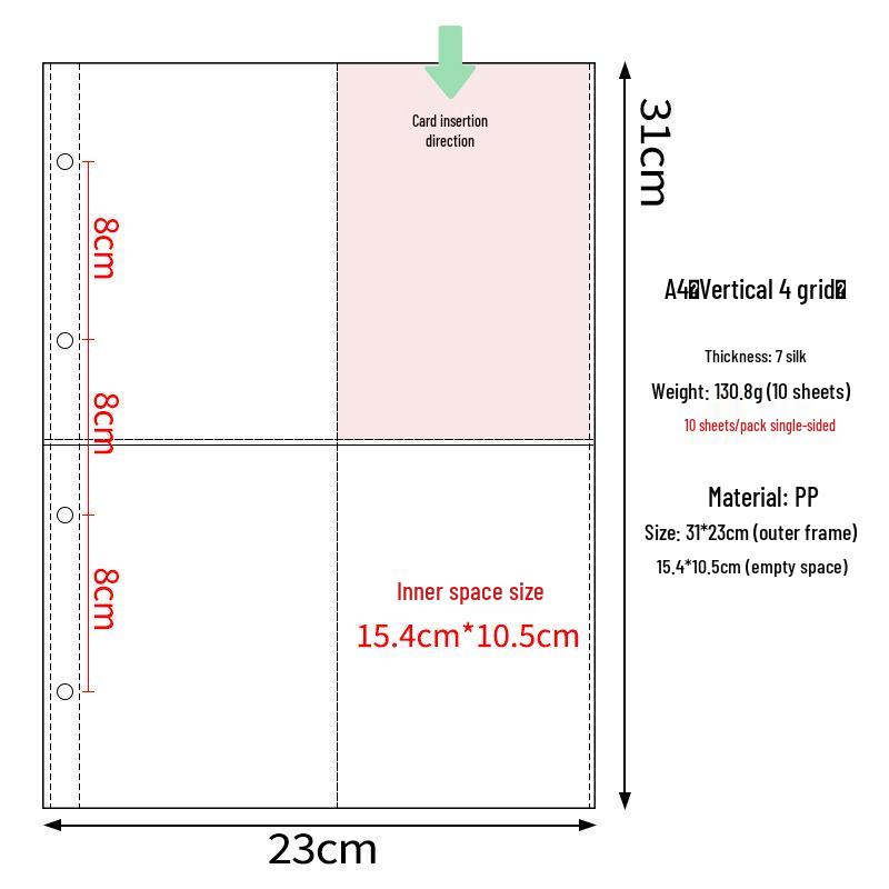 Страницы для 3-дюймовой папки: Прозрачные PP страницы для фотоальбома и хранения карточек с 4 и 9 карманами