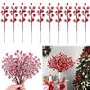 10Pcs Chritsmas Tree Pendant Christmas Artificial Berries Stem Holly Frosted Berry Picks for Xmas Tree New Year Party Home Decor