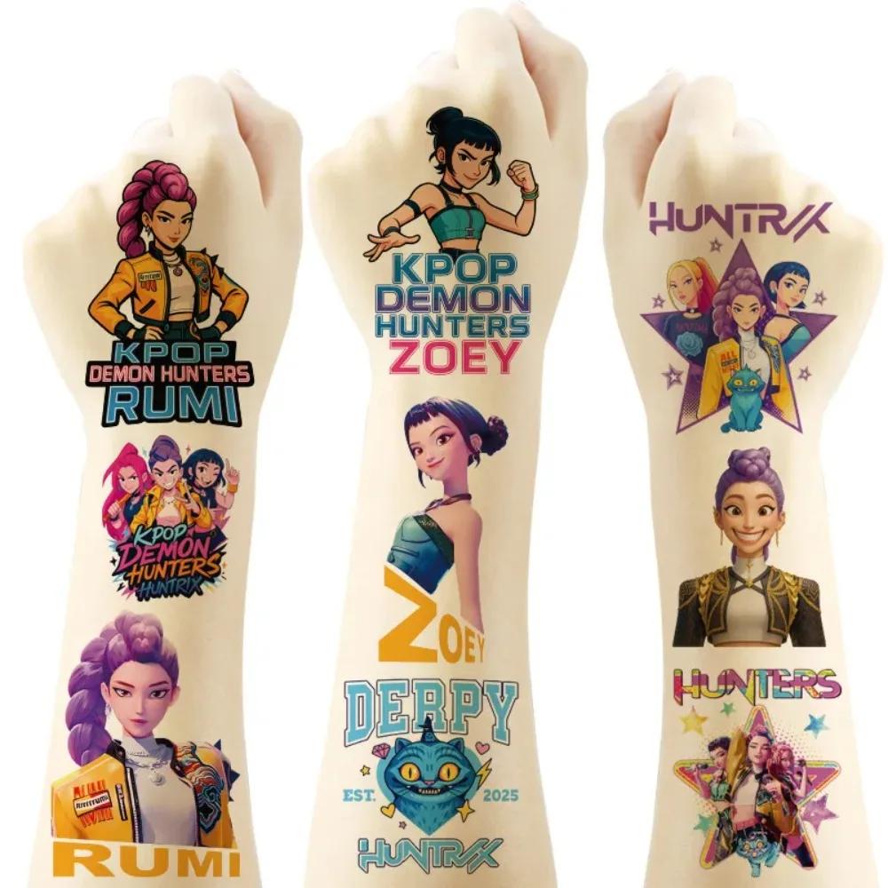 20 шт. K-pop Тату Охотник на демонов Мультяшное Аниме Наклейки Охотники на демонов Смешные Временные татуировки для Фанатов Подарки на День рождения