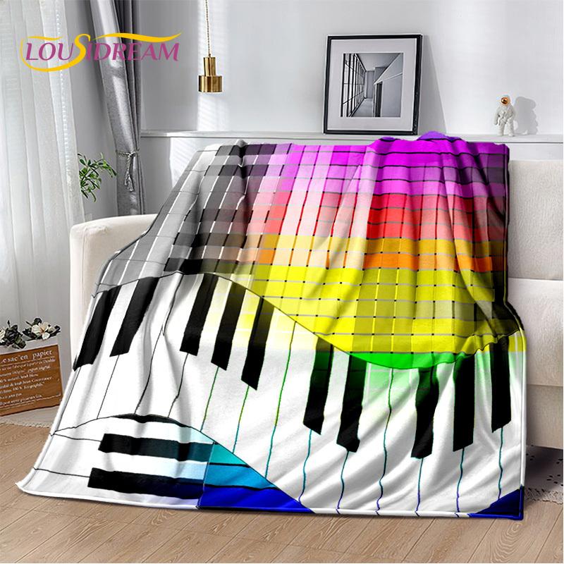 3D Dream Piano Key Music Instrument Cartoon Blanket,Soft Throw Blanket for Home Bedroom Bed Sofa Picnic Office Travel Cover Kids