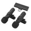 2PCS Wireless Lavalier Lapel Microphones 2.4GHz Noise Reduction Mini Clip On Wireless Mic for Android Recording Live