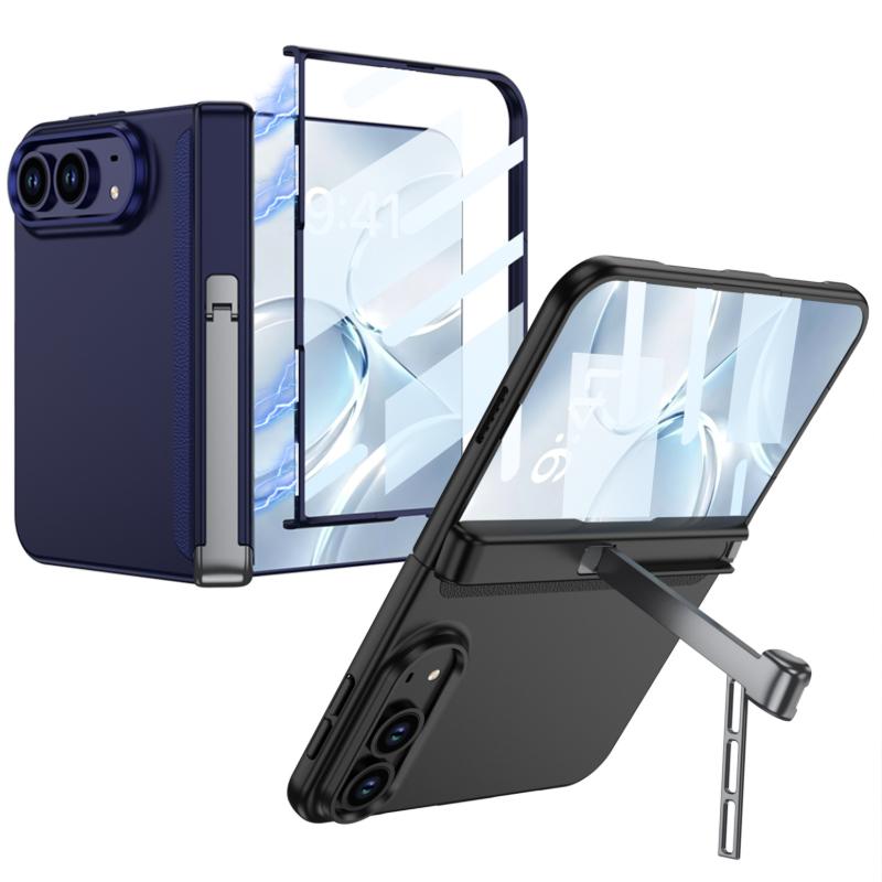For iPhone Duo Case Magnetic Full Skin-Feel Cover with Side Kickstand Shockproof Protective Shell