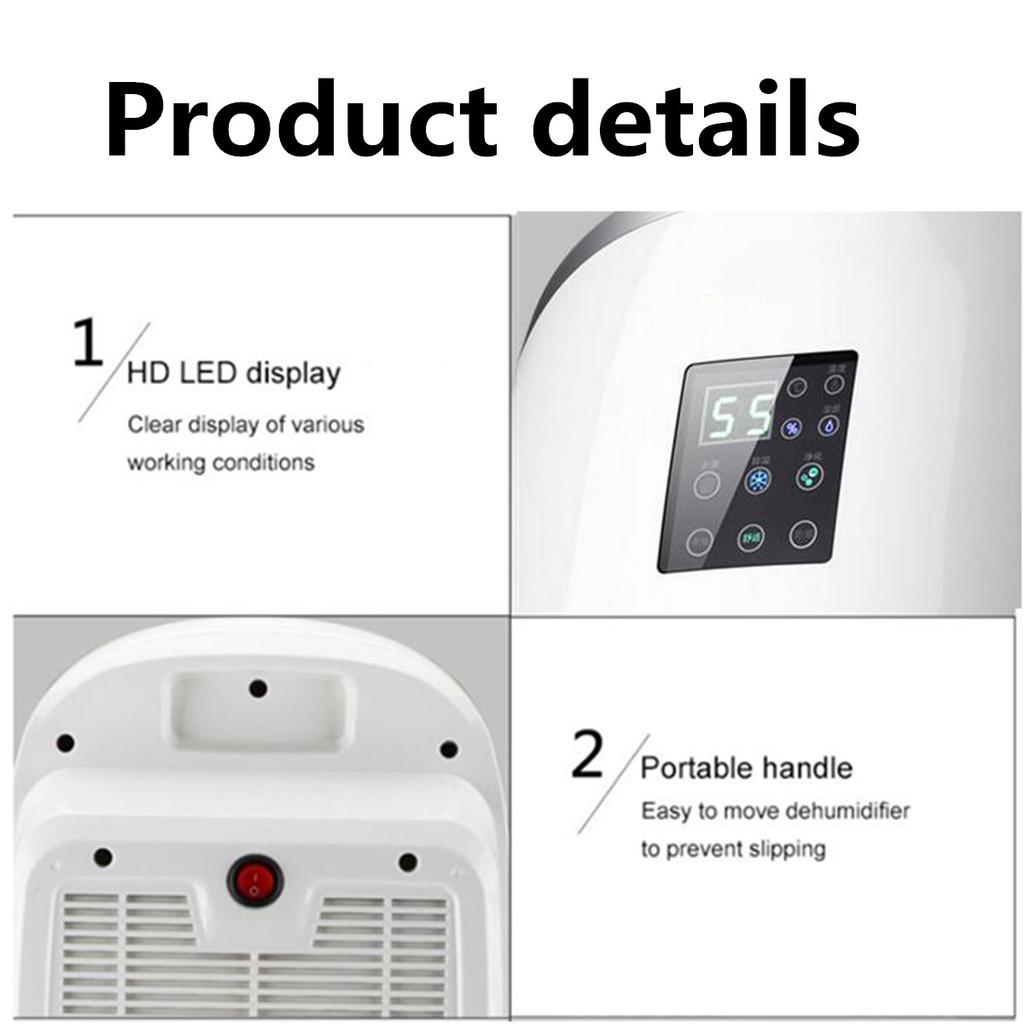 110W 220V Portable Dehumidifier Moisture Absorber Indoor Dehumidifier Basement Moisture Absorber MuteTiming External Water Pipe 1.7L