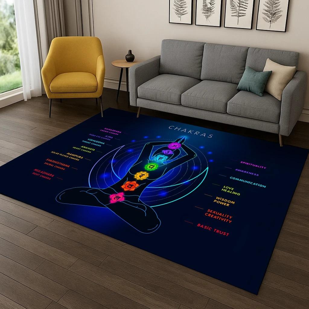 Rainbow 7 Chakra Yoga Meditation Carpet Rug for Living Room Sofa Home Bedroom Doormat Decor Living Room Decoration Carpet