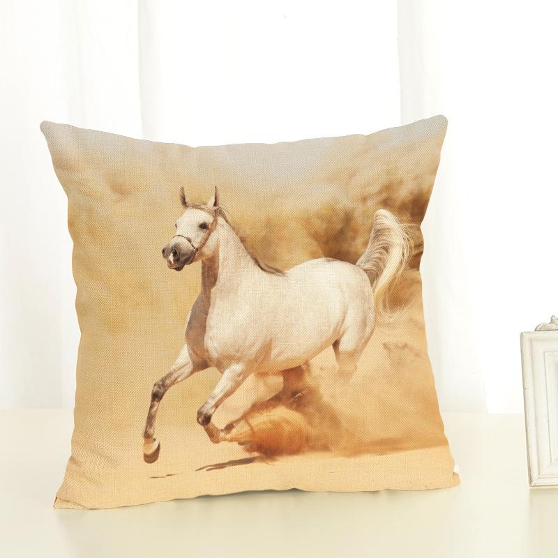 New Horse Printing Cushion Cover Cotton Linen Cartoon Horse Throw Pillow Case For Sofa Decorative Pillowcase Almohada Zt139