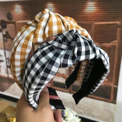 Новая модная женская повязка на голову, классическая решетчатая повязка на голову для взрослых, теплая повязка для волос с центральным узлом, головной убор, тюрбан, аксессуары для волос
