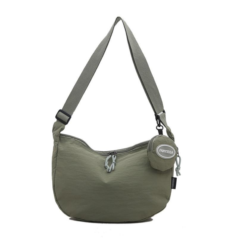 Soft Girl Nylon Satchel Bag With Zipper Closure For Daily Use