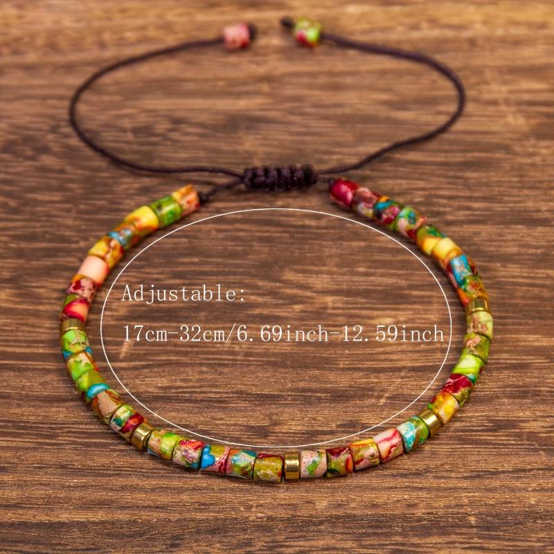 Браслет в богемном стиле из натуральных камней - разноцветные драгоценные бусины и эластичная нить, Всесезонный дизайн с цветными бусинами