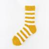 Women's Cozy Striped Coral Fleece Socks - Mid-Tube Warm, Plush Floor/Bed Socks for Autumn & Winter