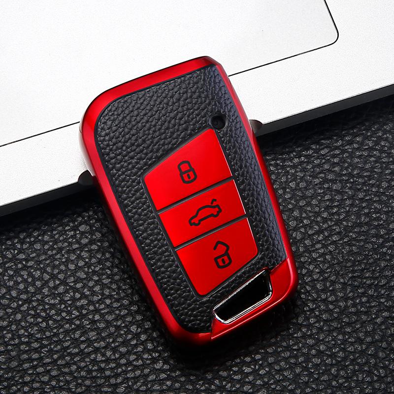 Leather Style Car Remote Key Case Cover Shell For Volkswagen VW Tiguan MK2 Magotan Passat B8 CC For Skoda Superb A7 Accessories