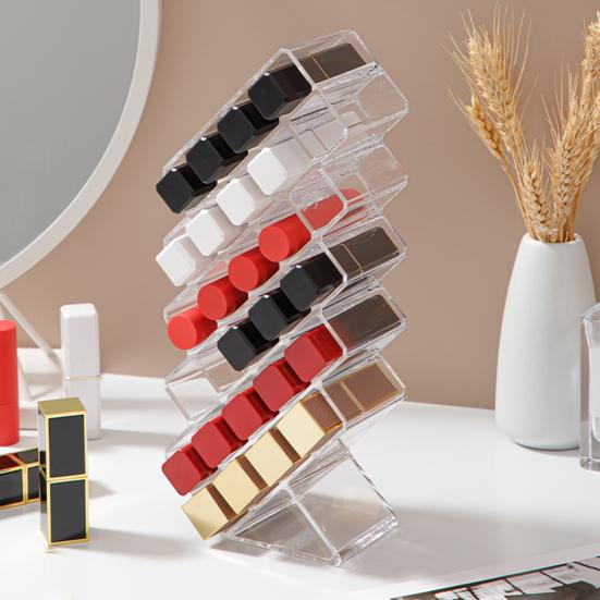 Складной органайзер для помад 16 или 28 отделений Держатель для помад Прозрачная акриловая башня для помад Стенд для хранения блесков для губ для туалетного столика