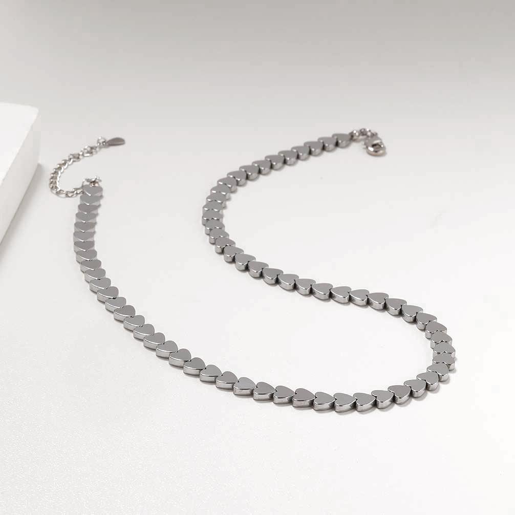 Европейское и американское ожерелье-сердце из натурального гематита с магнитом - Женский модный роскошный летний аксессуар