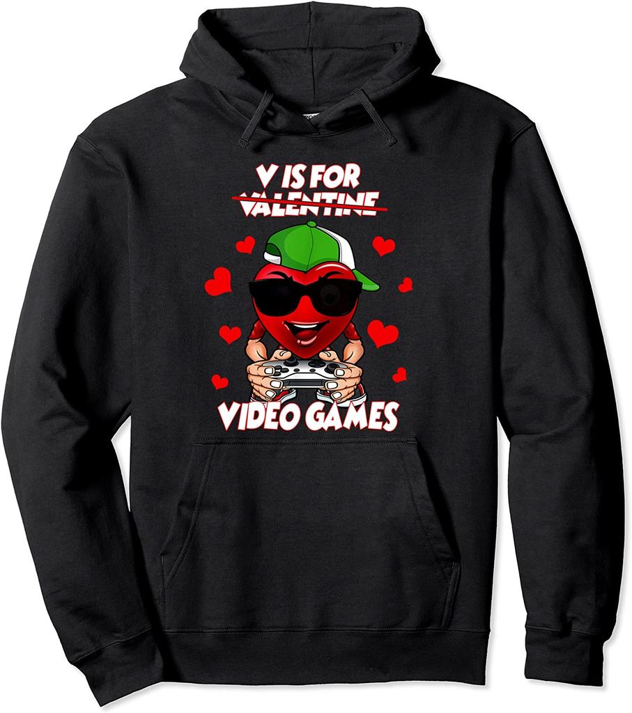 V как Video Games День Святого Валентина Смешной Подарок для Геймера Унисекс Худи