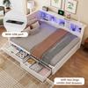 Daybed, 140x200cm, Single Bed (Without Mattress), with Drawers, with Dimmable LED Strip, with Practical Shelf, with USB Port, Pine Wood, White