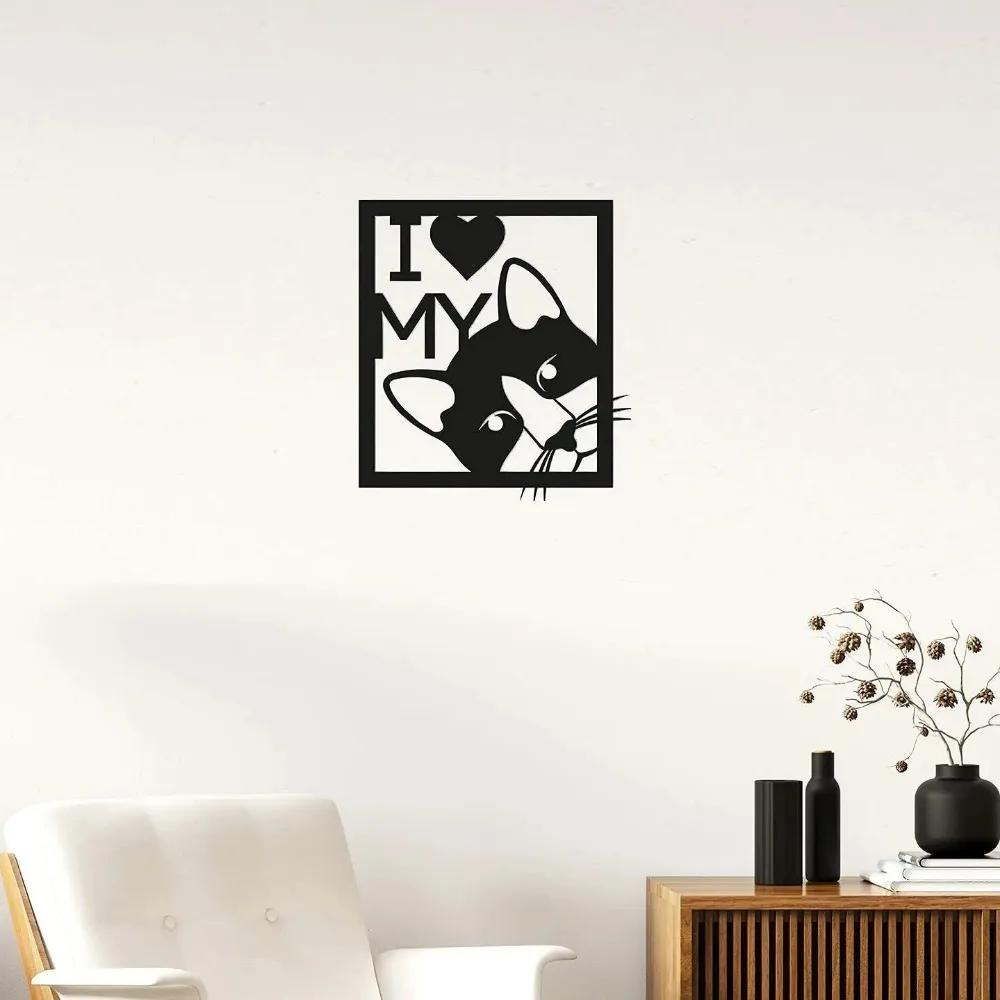 I Love My Cat Metal Wall Sign: Perfect Cat Lover Wall Decor for Living Room—Charming Home Decoration for Feline Enthusiasts