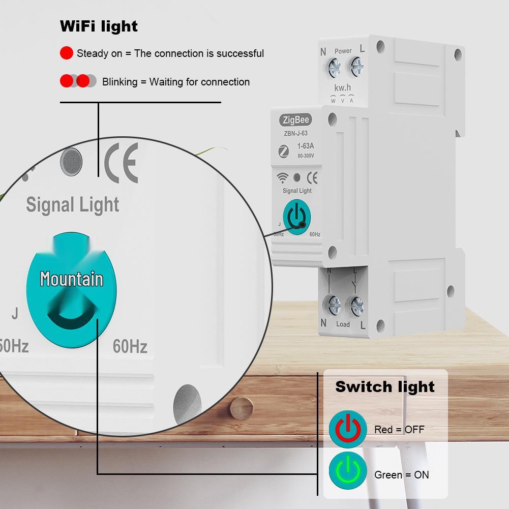 Умный автоматический выключатель TUYA ZigBee: Пульт дистанционного управления, Голосовое управление, Подключение через мобильное приложение, 63А.