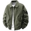 Unisex Casual Cotton Bomber Jacket - Solid Color, Lapel, Spring/Autumn, Loose Fit