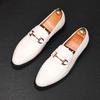 Fashion Fashion New Arrival Men White Black Metal Button Wedding Dress Shoes Male Casual Flats Loafers Homecoming Prom Zapatillas Hombre