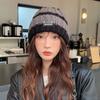 Маленькая шерстяная шапка для женщин, осенне-зимняя, в полоску, с большой окружностью головы, теплая, универсальная, с защитой ушей