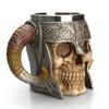Stainless Steel Skull Mug Viking Drinking Cup Skeleton Resin Beer Stein Tankard Coffee Mug Tea Cup Halloween Bar Drinkware Gift