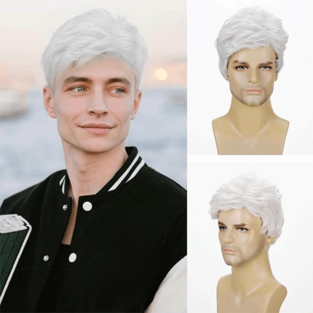Green White Orange Men Wig with Bangs Natural St. Patrick's Day Wigs Carnival Party