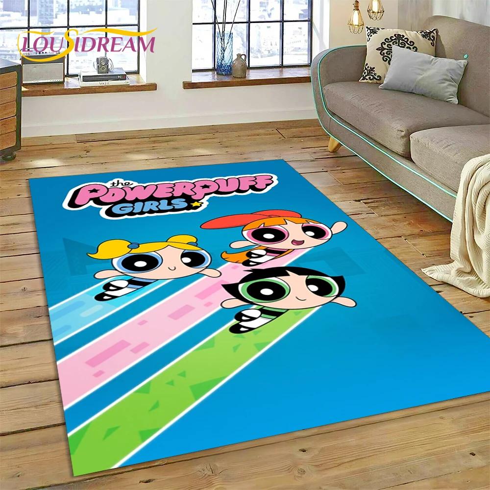 Мультфильм милый P-Powerpuff Girl ковер ковер для спальни гостиная домашний диван украшение,детская игра большой декор напольный коврик подарок