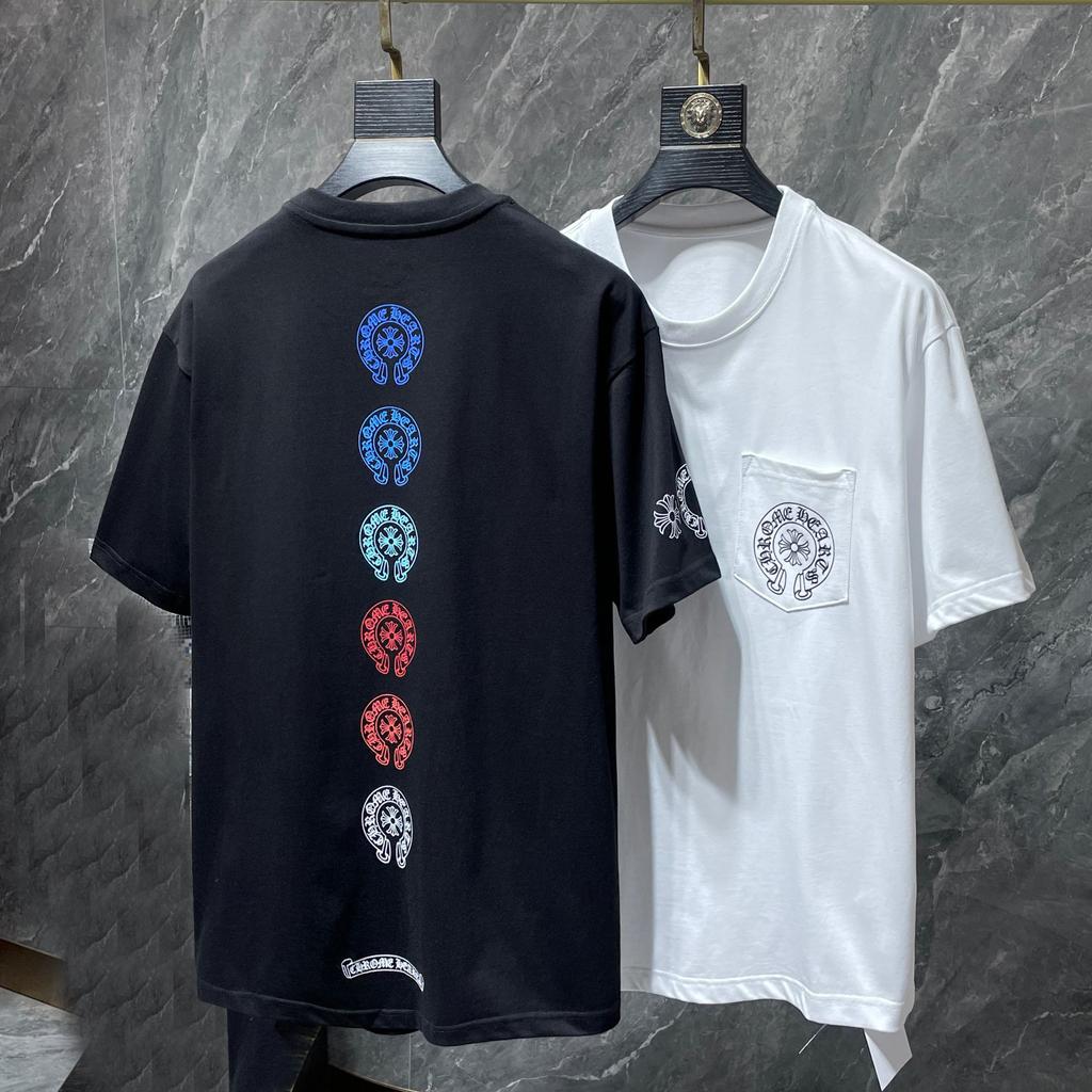 8555 CHROME HEARTS Лето 2026 Новый Высококачественный Хлопок Круглый Вырез Свободный Большой Размер Мужская и Женская Футболка Футболка для Пары