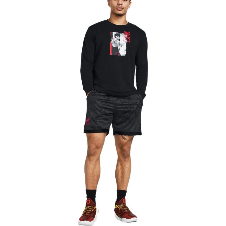 Under Armour X Bruce Lee Collaboration UA Весенняя коллекция с принтом персонажа Брюса Ли, толстовка с круглым вырезом и длинными рукавами, мужская толстовка 1385309-001