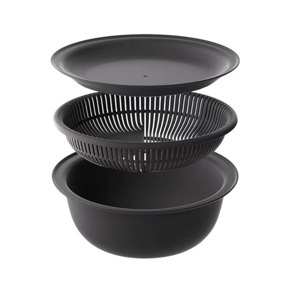 3Pcs/Set Stackable Vegetable Washing Basin 3in1 Kitchen Colanders Bowl Set Food Preparation