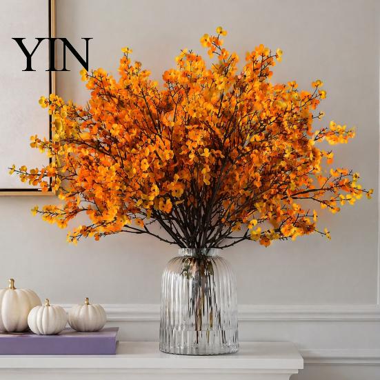 Realistic Silk Flowers for Stands Artificial Fall Indoor Outdoor Decor, Weatherproof Autumn Floral Flexible Stems Flower Vases Arrangements with Home
