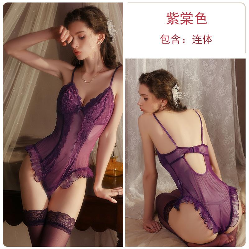 Women's Plus Size Sheer Mesh Low Cut Bodysuit Costume Lingerie Set