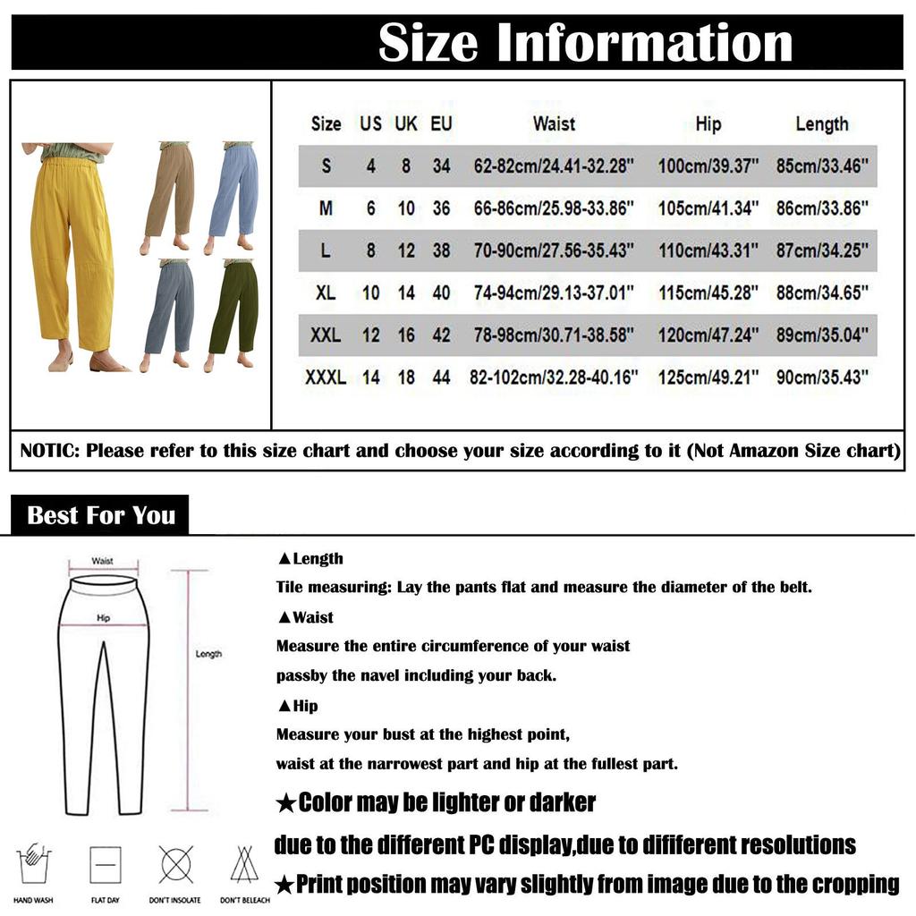 Women's Solid Color Large Size Loose Pocket Cotton Linen Casual Trousers
