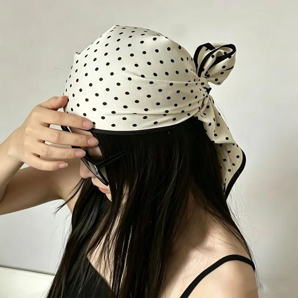 Polyester Polka Dot Head Scarf Elegent Waist Tying Scarf Luxury Bandana Travel Matching