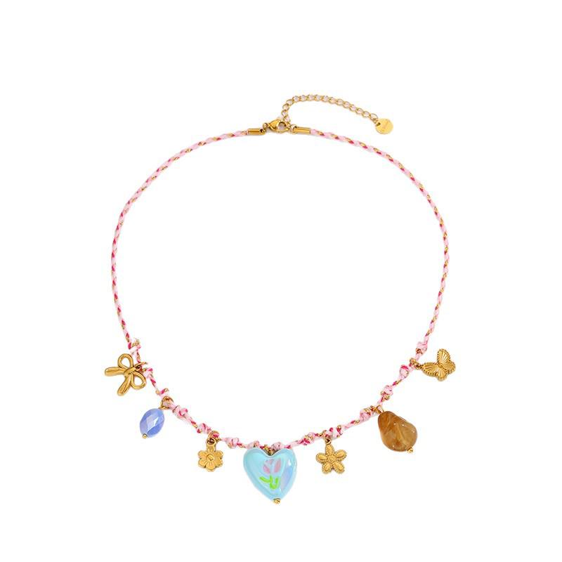 Богемный плетеный кулон-сердце на титановой стали для женщин
