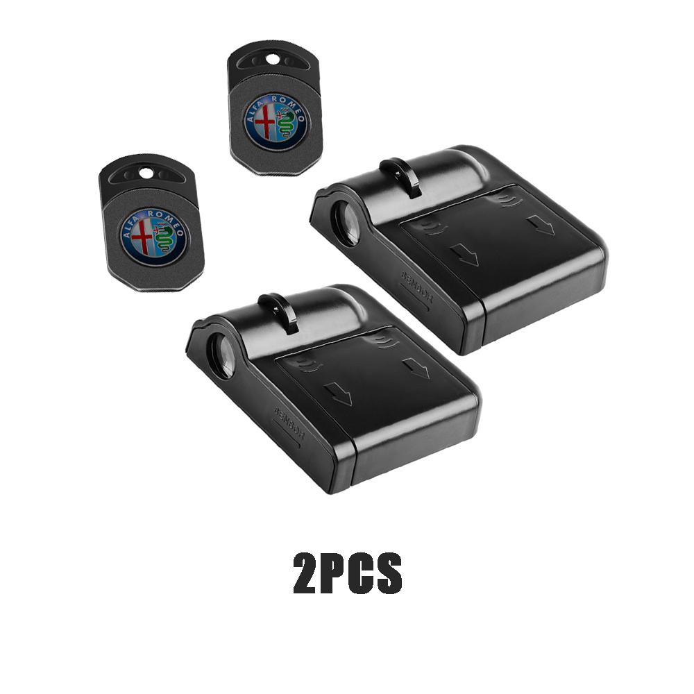 FKZLV1 1/2Pcs Car Door Projector Welcome Light Auto Interior Accessories For Alfa Romeo Giulia Stelvio Giulietta 156 159 147 Mito Brer