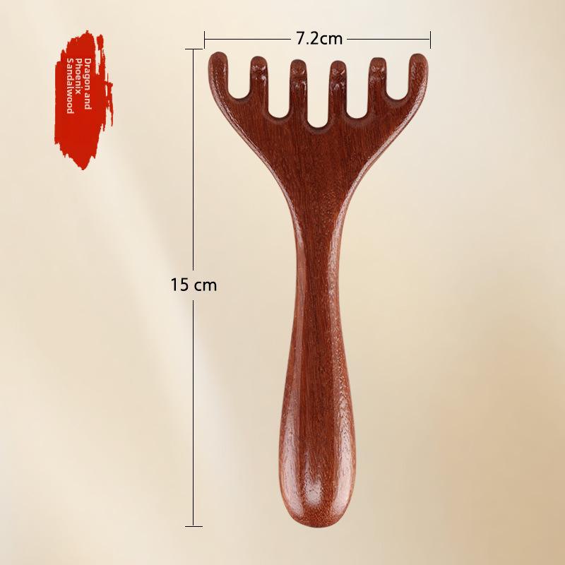 Массажер из рогов сандалового дерева: Расческа для кожи головы с пятью зубцами