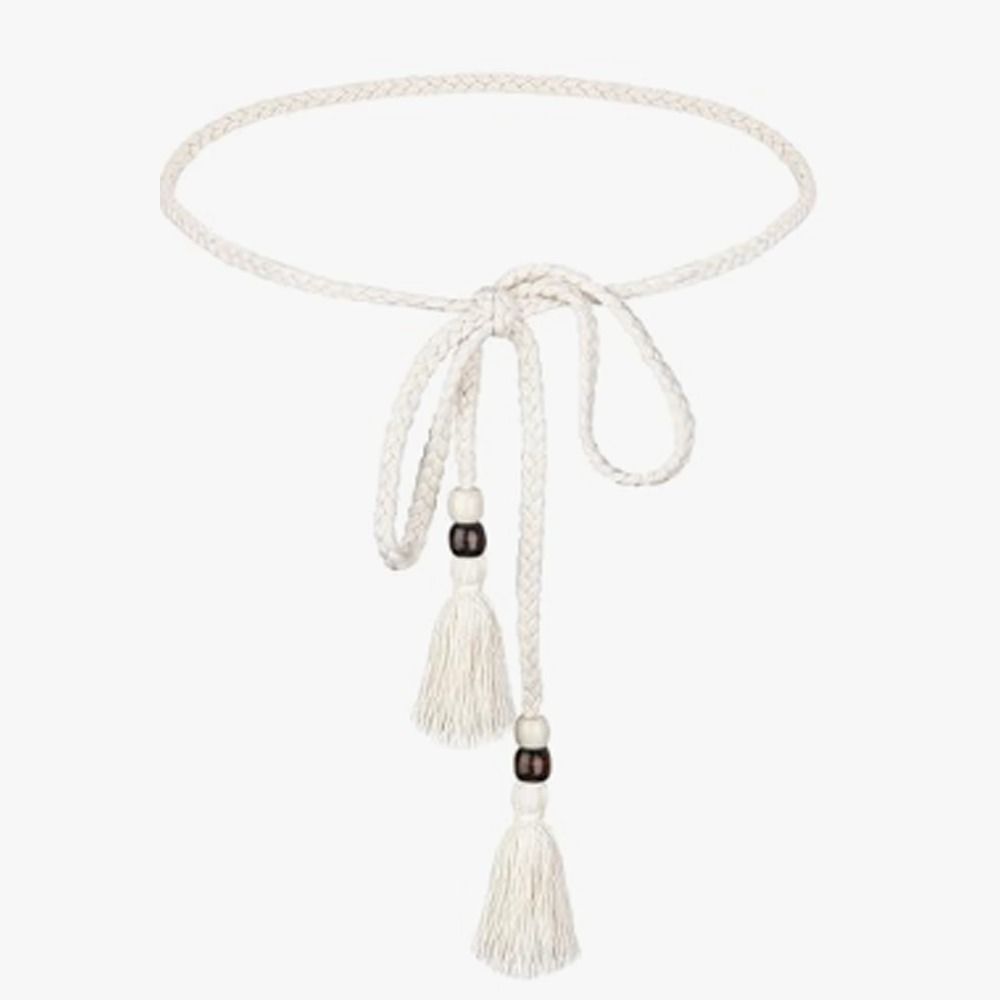 Solid Color Boho Rope Chain Tie Waistband Fashion Accessories Tassel Dress Belt for Beginners